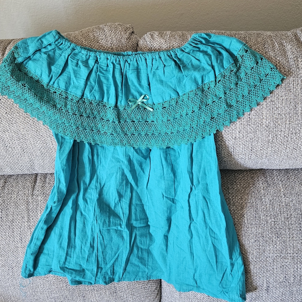 Teal Off-Shoulder Women's Top